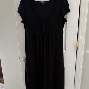 Chadwicks Black Scoop Neck Midi Dress with Short Sleeves